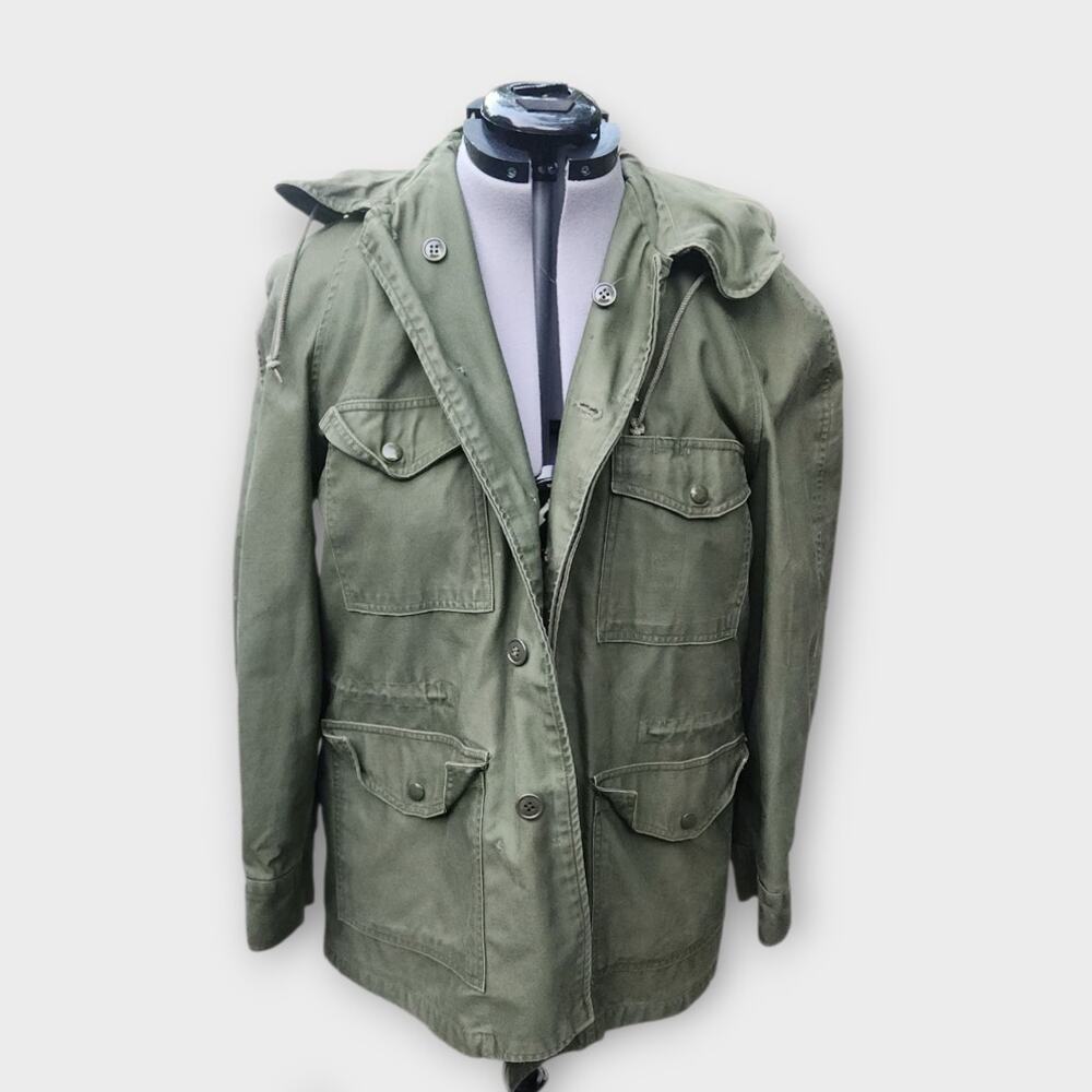 John Ownbey Co. Field Jacket Men's M Military Fatigue Uniform Hooded VTG 60s
